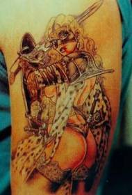 Modello di tatuaggio pirata femminile sexy di colore della spalla