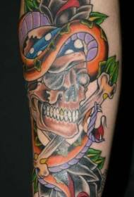 Piratenboa en zwarte roos klassiek tattoo-patroon