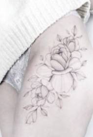 Pequenas fotos de tatuagem de flor preto e branco de 9 meninas frescas