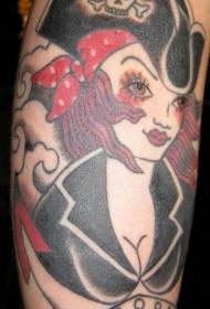 Modello di tatuaggio classico ragazza pirata