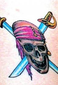 Paže barva pirátská lebka meč tetování vzor