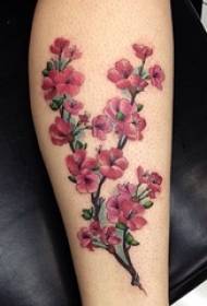 Wasichana Kichina mtindo plum maua tatoo maua ndogo maua muundo rangi tattoo