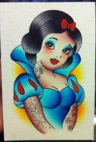 Apreciação manuscrita de série de tatuagem de menina tão colorida