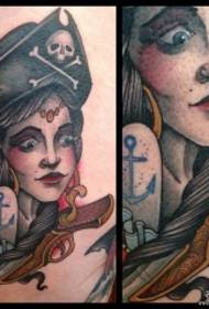 Modeli tatuazh i vajzave pirate të shkollave evropiane dhe amerikane