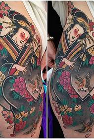 Padrão de tatuagem de gueixa tradicional japonesa