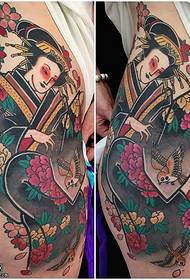 Modello di tatuaggio geisha tradizionale giapponese