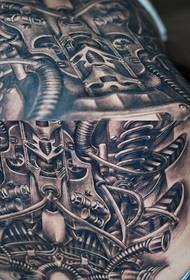 Cool back full mechanical tattoo pattern for men