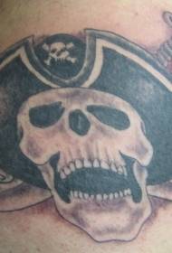 Modello di tatuaggio capitano teschio pirata spalla maschile
