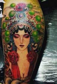 Patrón de tatuaje de flor de pierna