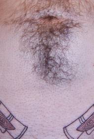 Belly brown pirate musket tattoo pattern