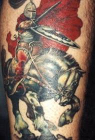 घोड़े के टैटू पैटर्न के साथ लेग कलर वाइकिंग योद्धा