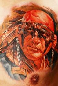 Foto de tatuaje de Samurai indio en batalla de color en el pecho