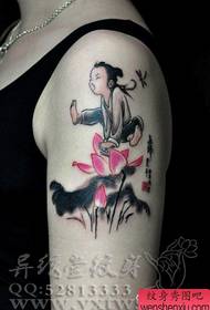 Braccio bellissimo e popolare modello di tatuaggio di loto inchiostro