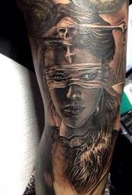 Arm illustrasie styl kleurvolle magiese vrou tattoo patroon