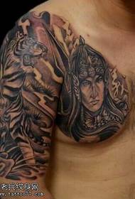 Nusu ya tiger na muundo wa tattoo wa Zhao Yun