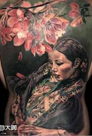 Back geisha tattoo pattern