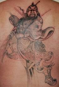 Kiinalainen peloton soturi Guan Gong -tatuointikuvio