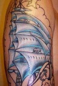 عکس خال کوبی قایقرانی دریایی رنگ بازو