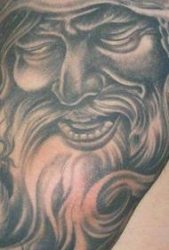 Swart en wyt glimkjend Viking tattoo-patroan