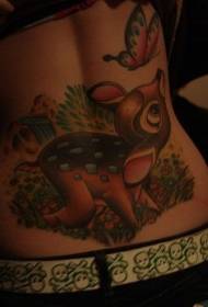 Retro simpatico tatuaggio con renne e cervi