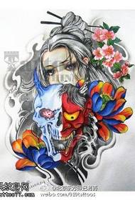 Patrún tattoo geisha agus prajna traidisiúnta