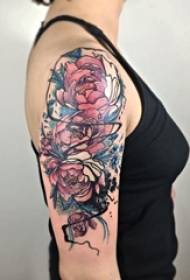 Le linee preferite delle ragazze hanno dipinto le linee astratte materiale il modello letterario del tatuaggio del fiore