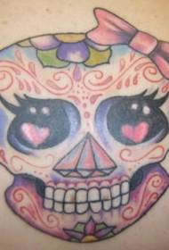Kulay ng kolorete na butterfly girl sugar skull tattoo na larawan