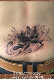 Patrón de tatuaxe de loto negro e gris moi popular na cintura dos homes