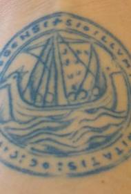 الأزرق القراصنة السفينة شعار نمط الوشم