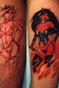 Pattern di tatuaggi di donna di diavolo di vitellu