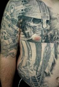 Rinta musta harmaa viking-soturi kallo-tatuointikuvio