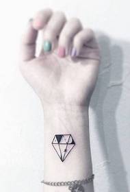 Tatuagem de linha simples diamante monocromático