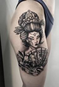 Un set di disegni di tatuaggi geisha giapponesi di 9
