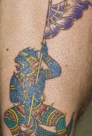 Värikäs intialainen soturi tatuointi malli