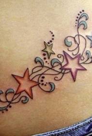 Taille de côté des filles peint des images créatives aquarelle étoiles tatouage littéraire