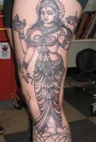 Kāju hinduistu noslēpumainas sievietes lotosa tetovējuma attēls