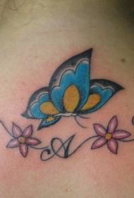 Terug klein vlinderbrief tattoo patroon
