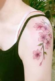 Satu set gambar tato bunga segar kecil untuk anak perempuan