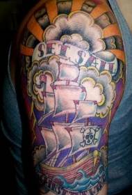 ذراع الكلاسيكية القراصنة السفينة نمط لون الوشم