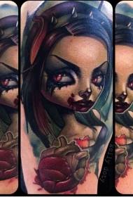Incredible color bloody vampire with heart tattoo pattern
