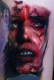 Makeer color horror style creepy mukadzi tattoo
