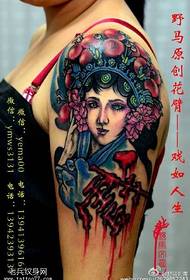 Shoulder Chinese flower tattoo pattern