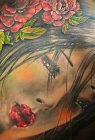 Nuovo modello di tatuaggio geisha giapponese di colore della spalla