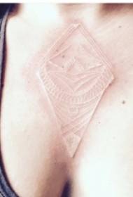 Girls favorite personality white geometric simple lines invisible tattoo pattern