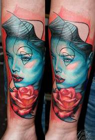 Concept female portrait tattoo pattern