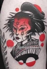 Yon seri foto Japonè sou tatoo geisha an wouj