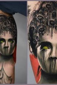 Цвят на ръката дявол жена портрет татуировка снимка