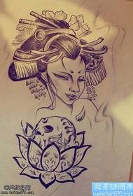 Рукопис чорно-сірий татуювання гейші