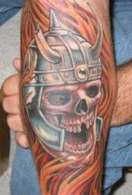 skull péinteáilte Samurai patrún tattoo