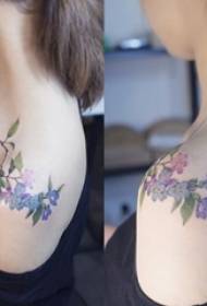 Merginos piešė tatuiruotės įgūdžius mažų šviežių augalų tatuiruočių meno gėlių tatuiruotės modeliu